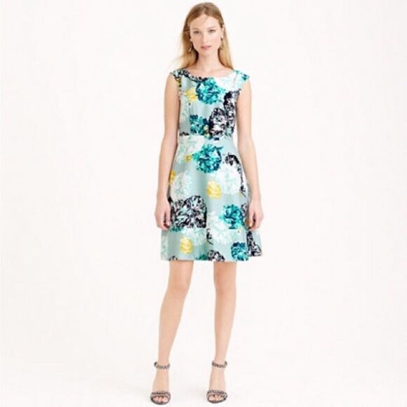 J. CREW Aquatic Floral Silk Dress - Picture 1 of 13